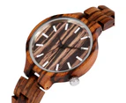 Exquisite Zebrawood Quartz Watch Wooden Strap Folding Buckle Design for Women