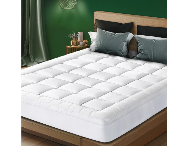 Bedra Bedding Luxury Pillowtop Mattress Topper Mat Pad Protector Cover King - White