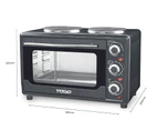 TODO 23L Benchtop Electric Oven Two Hot Plates Twin Hotplate 10A Amp
