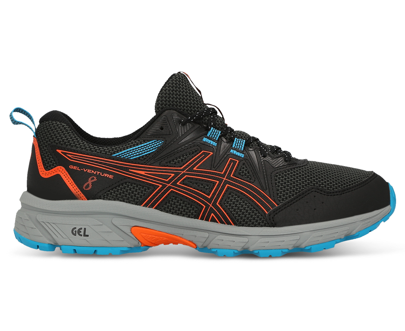 ASICS Men's GEL-Venture 8 Trail Running Shoes - Black/Marigold Orange ...