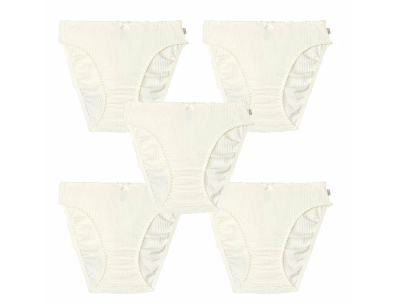 5 Pack Hestia Heroes Hi Cut Womens Underwear Undies Panties Briefs 30 Cream W10032 Ladies