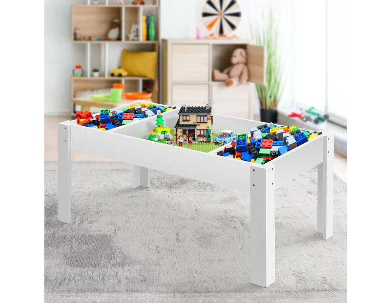 Kids Wooden Activity Table Lego Play Center Toys Storage Desk Compatible with Building Blocks
