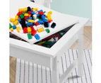 Kids Lego Activity Table Chair Set with Board Storage Building Block Toy Play Study Desk