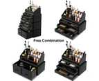 Makeup Cosmetic Organizer Storage Drawers Display Boxes Case with 12 Drawers - Black