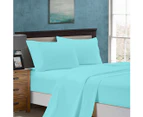 1000TC Ultra Soft Flat & Fitted Sheet  Set - Single/King Single/Double/Queen/King/Super King Size Bed - Aqua