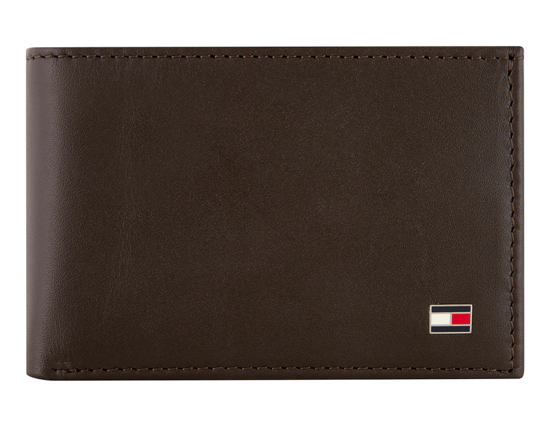 Tommy Hilfiger Eton Mini Flap Pocket Bifold Leather Wallet - Brown