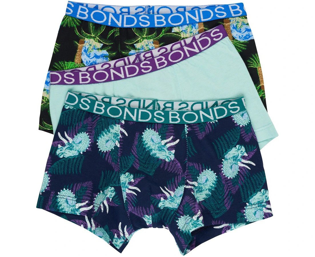 Bonds 3 Pairs Boys Trunks Underwear Dinosaur Print 8Vi Cotton