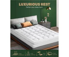 Bedra Bedding Bamboo Fibre Pillowtop Mattress Topper 1000GSM Cover Queen - White
