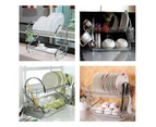 Friter 2 Layer Dish Drying Rack Drainer Kitchen Plate Bowl Cup Drip Cutlery Tray Holder