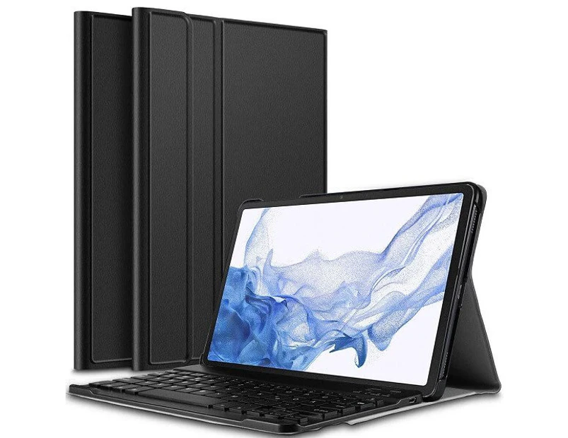 For Samsung Galaxy Tab S8 11 inch 2022 Bluetooth Keyboard Case, Tab SM-X700 /X706  Slim Folio Leather Smart Sleep Awake Cover with Detachable (Black)