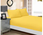 1000TC Ultra Soft Fitted Sheet & 2 Pillowcases  Set - Single/King Single/Double/Queen/King/Super King Size Bed - Yellow