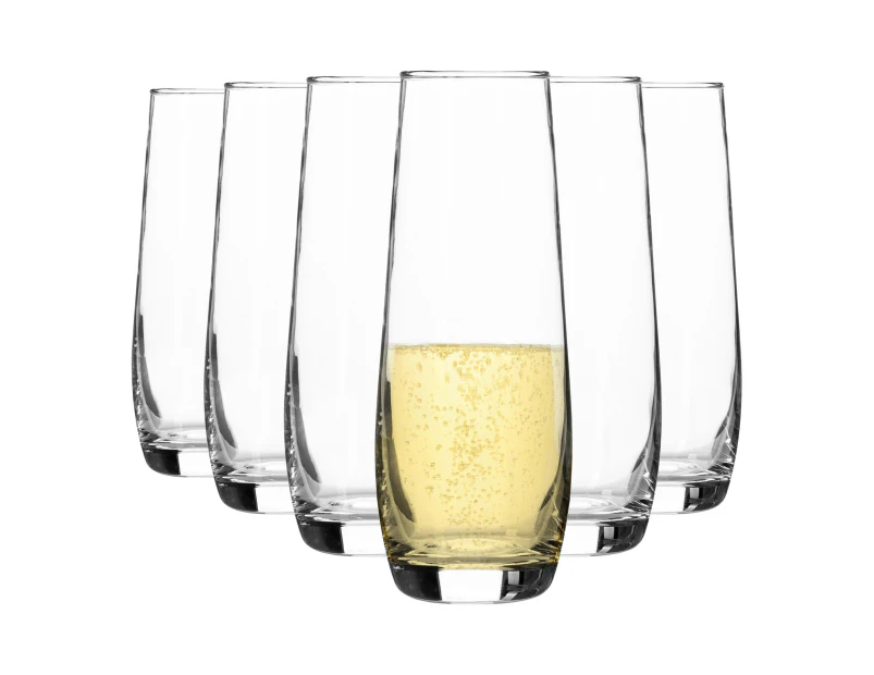 6x Corto 230ml Stemless Champagne Flutes - Reusable Prosecco Wine Wedding Party Drinking Glasses Gift Set - by Argon Tableware