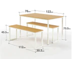 Zinus White Dining Table w/ Two Benches - 3-Piece Set