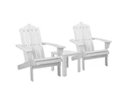 Outdoor Sun Lounge Beach Chairs Table Setting Wooden Adirondack Patio Chair White