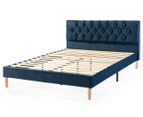 Zinus Misty Upholstered Velvet Bed Frame Navy Blue With USB - Queen