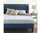 Zinus Misty Navy Button Tufted Fabric Bed Frame