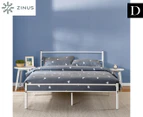 Zinus Geraldine White Metal Bed Frame with Headboard and Footboard - Double Queen Size