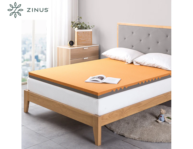 Zinus 7.5cm Torsotech Memory Foam Topper Zoned Dual Layer Graphite & Copper