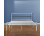 Zinus Geraldine White Metal Bed Frame with Headboard and Footboard - Double Queen Size