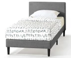 Zinus Nelly Single Bed Frame Fabric Kids and Toddler Platform Base - Dark Grey