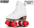 Crazy Skates RETRO Size Adjustable Roller Skates - White