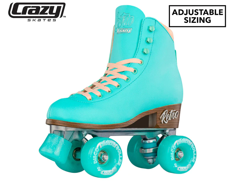 Crazy Skates RETRO Size Adjustable Roller Skates - Teal