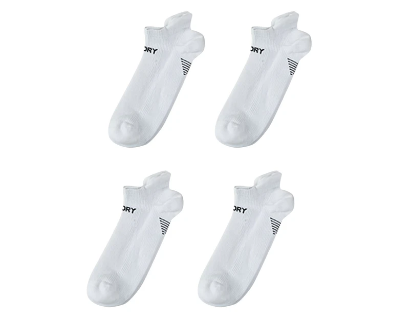 Rexy 4 Pack Seamless Sport Sneakers Socks Non-Slip Heel Tab - White