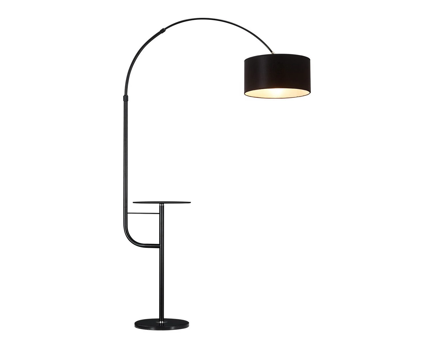 Modern Black LED Floor Lamp Arc Standing Corner Reading Light Adjustable Storage Living Room