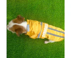 Foldable Waterproof Dog Raincoat Adjustable Pet Jacket With Reflective Straps-L-Yellow