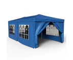 Outdoor Large Party Tent 3x6m Blue Patio Garden Gazebo Marquee Pavilion with Wall 6 Wai Cloth