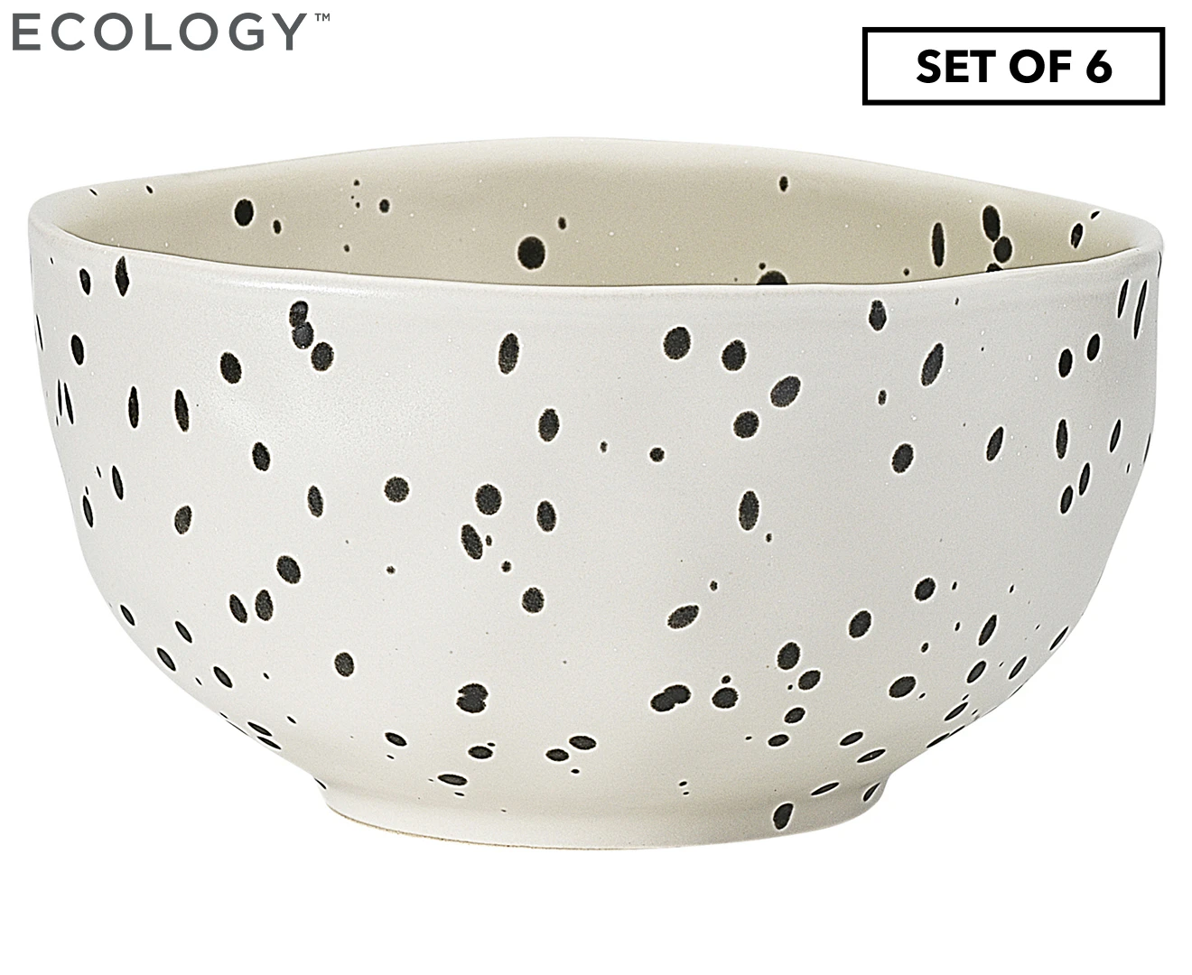 6 x Ecology 14cm Speckle Noodle Bowls - Polka