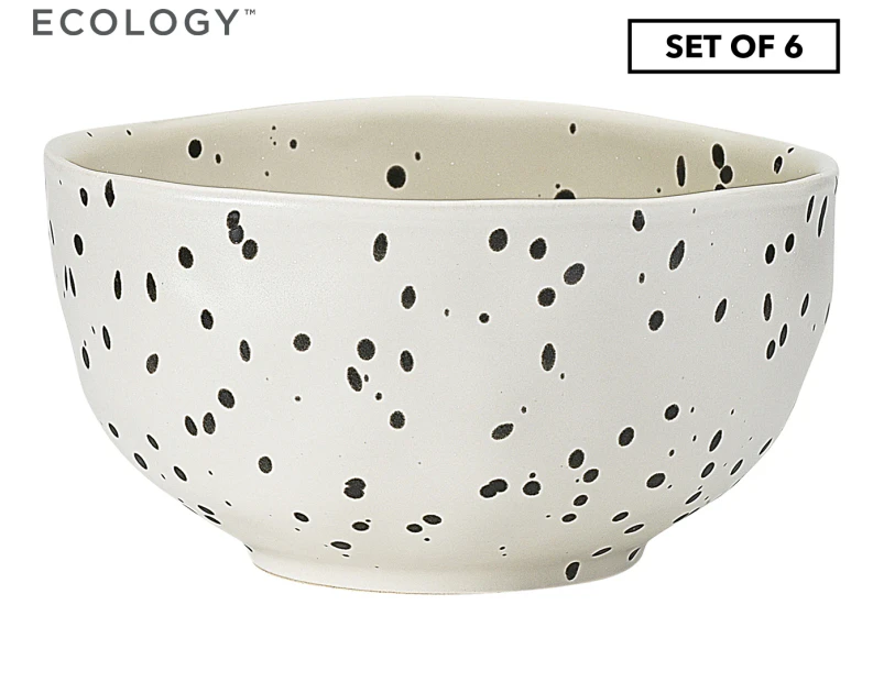 6 x Ecology 14cm Speckle Noodle Bowls - Polka