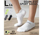 Rexy 4 Pack Seamless Sport Sneakers Socks Non-Slip Heel Tab - Multi Colour