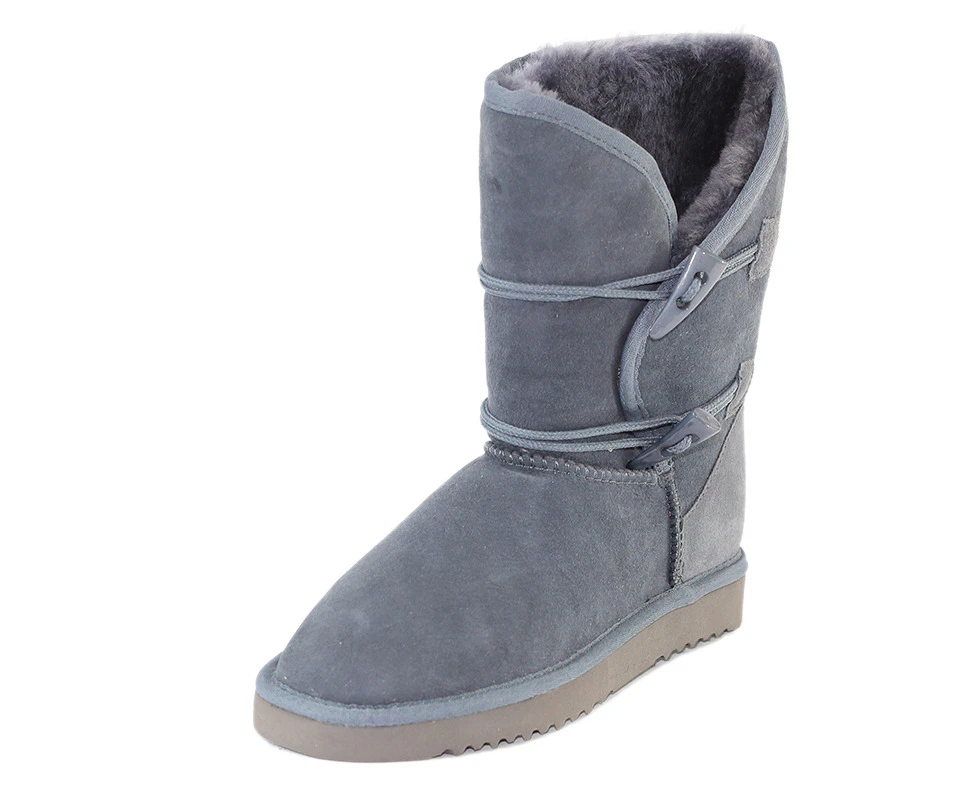 UGG Boots Women 9"+ Horn Buckles shearing Sheepskins Premium 5 Colors Size W4-11 - Grey