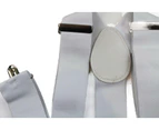 Extra Wide Suspenders 35mm / 50mm Adjustable Clip On Strong Mens Braces Wedding - White 35mm