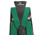 Mens Suspenders Unisex Adjustable Braces Clip On Elastic Y-Back Slim Womens 85cm Fabric - Bottle Green