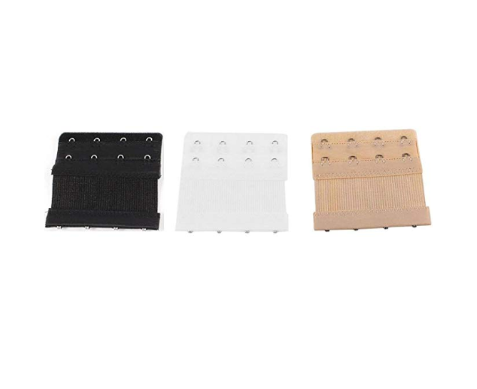 Women Elastic Bra Extender 2 & 3 & 4 Hooks Extension Clip Black Nude White  Extenders Polyester - Full set of 3 colours - 4 HOOK