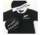 New Zealand All Blacks New Born Baby Gift Pack Beanie Romper and Ball