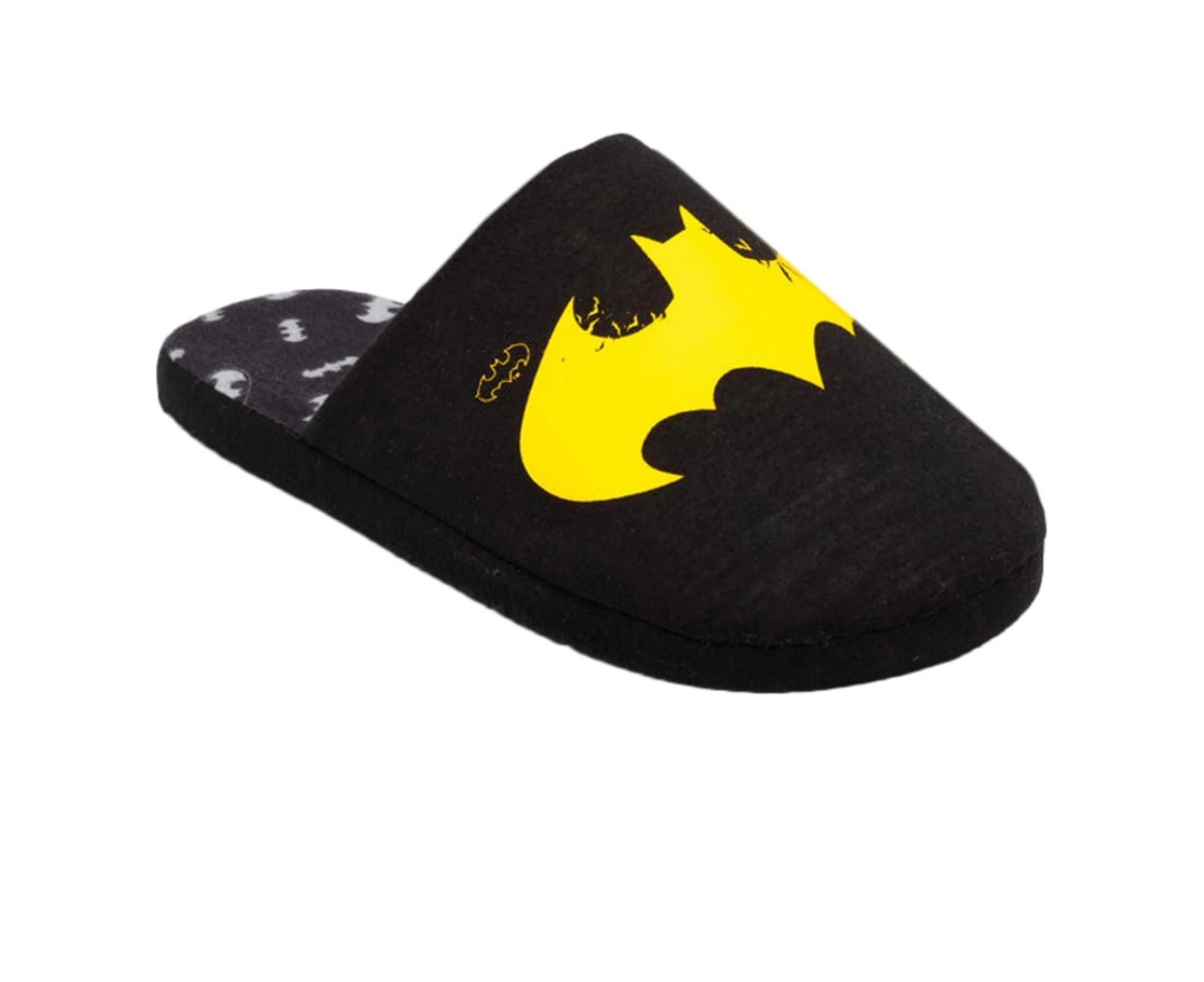 Batman Mens Distressed Logo Slippers (Black/Yellow) - NS6533