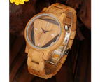 Men's Bamboo Wooden Watch Hollow Out Triangle Dial Design Butterfly Buckle