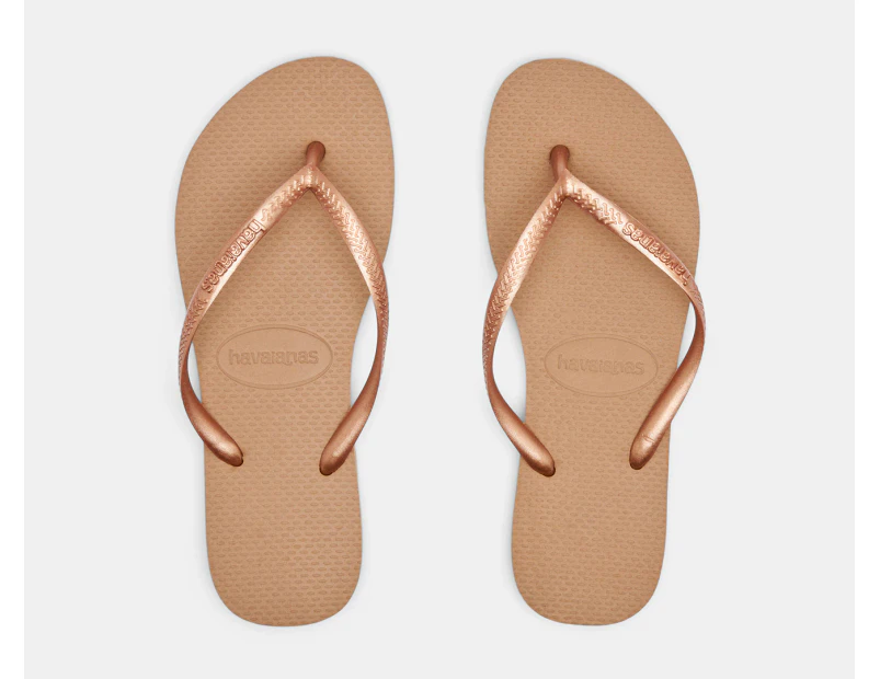 Havaianas Women's Slim Crystal Thongs - Rose Gold