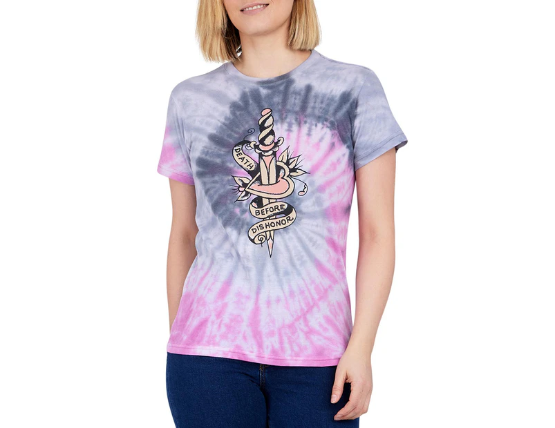 Ed Hardy Women's T-Shirts & Tanks Graphic T-Shirt - Color: Pink Tie Dye