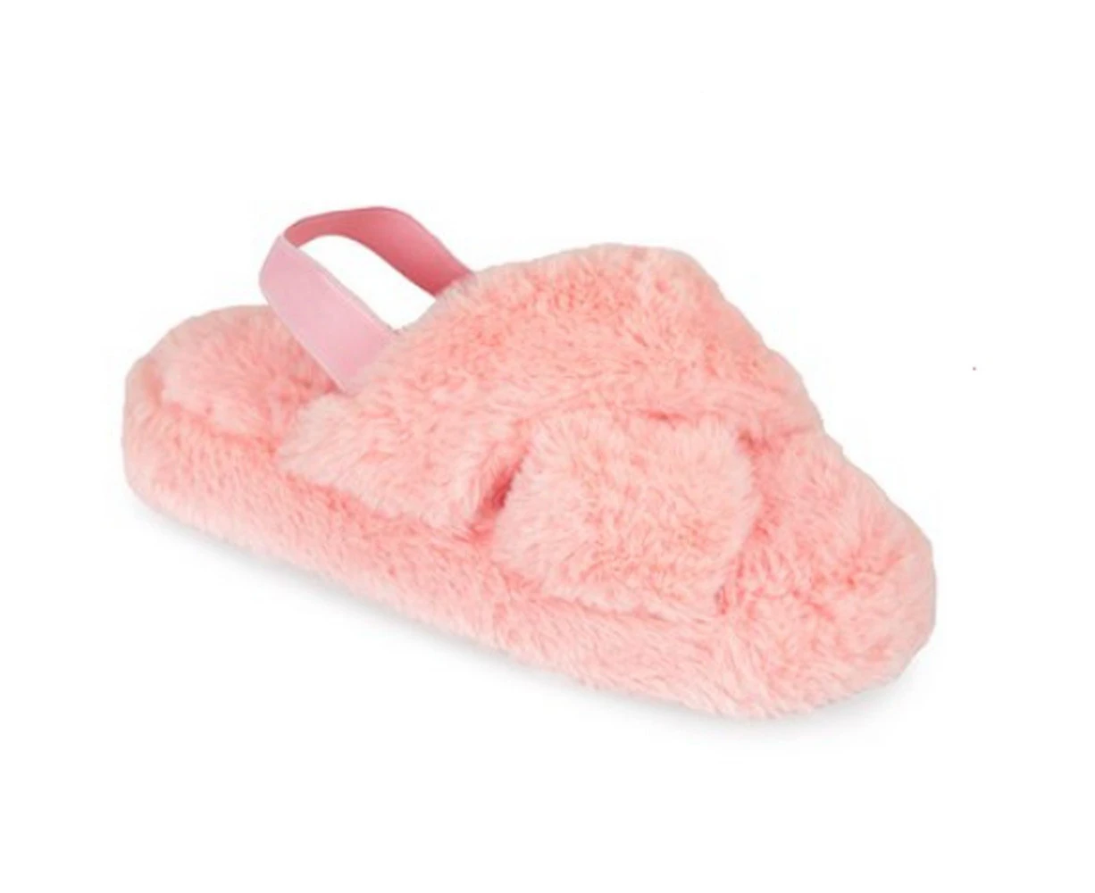 Slumberzzz Childrens/Kids Crossover Slippers (Pink) - UT1285