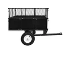 Garden Tipping Trailer Cart Dump Ride Steel Behind Trolley 300kg Outdoor Mower