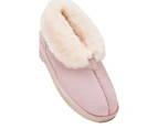 Grosby Womens Ugg Short Boots Suede Sheepskin Princess Pink Slippers Leather/Suede - Pink