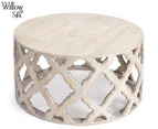 Willow & Silk Mango Wood Carved Coffee Table - Natural