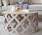 Willow & Silk Mango Wood Carved Coffee Table - Natural