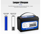 ATEMPOWER 12V 100Ah Lithium Battery LiFePO4 Iron Rechargeable Sealed Deep Cycle Marine 4WD