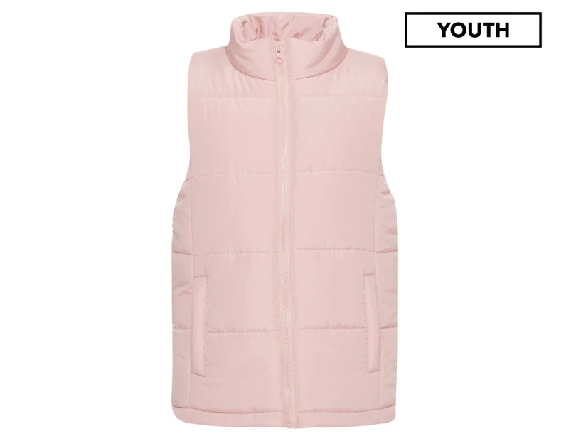 Gem Look Youth Girls' Puffer Vest - Dusty Pink