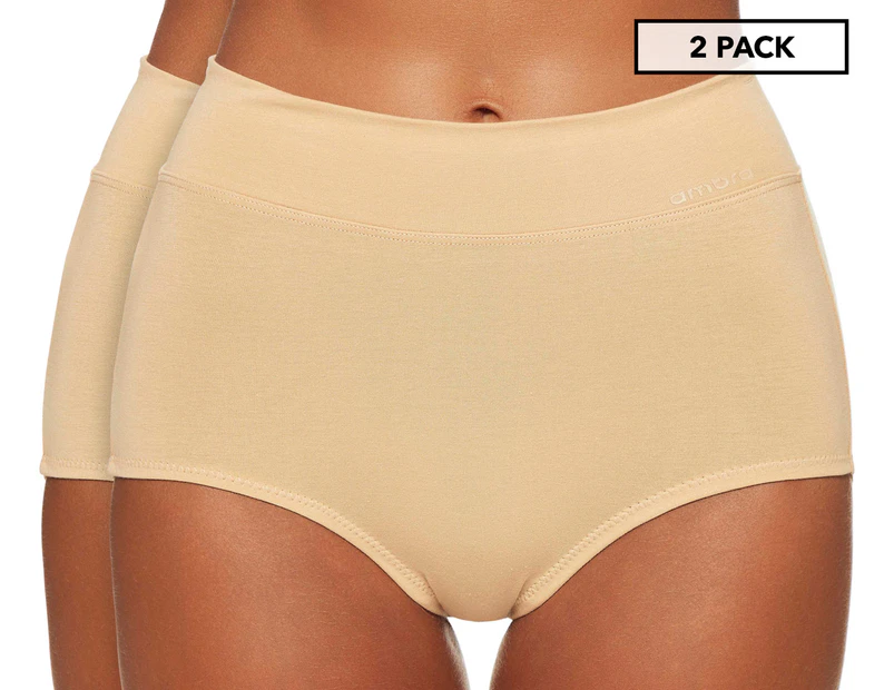 Ambra Women's Smooth Lines Full Briefs 2-Pack - Beige